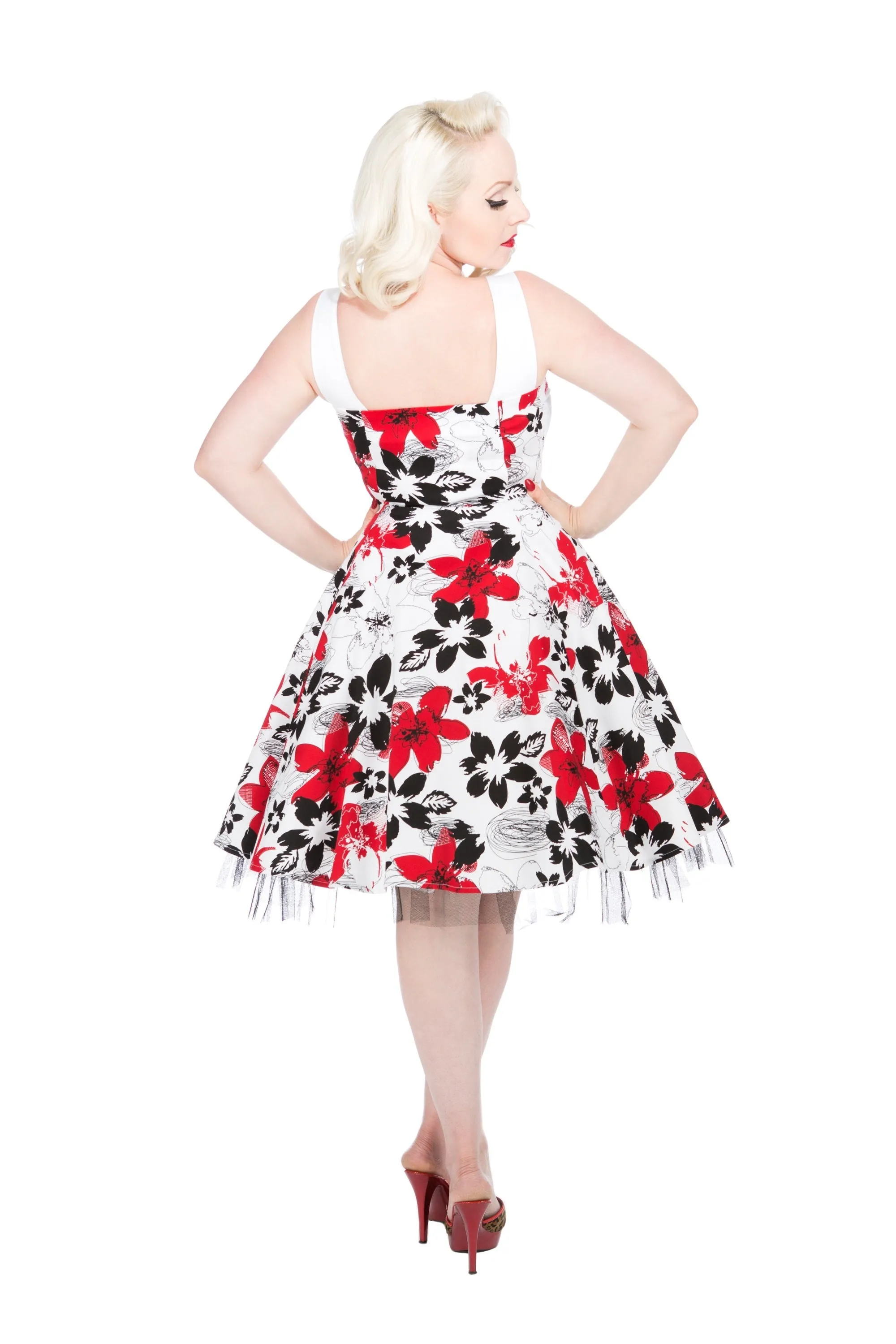 White & Red Floral Swing Dress sold by Modcloth product image thumbnail 2