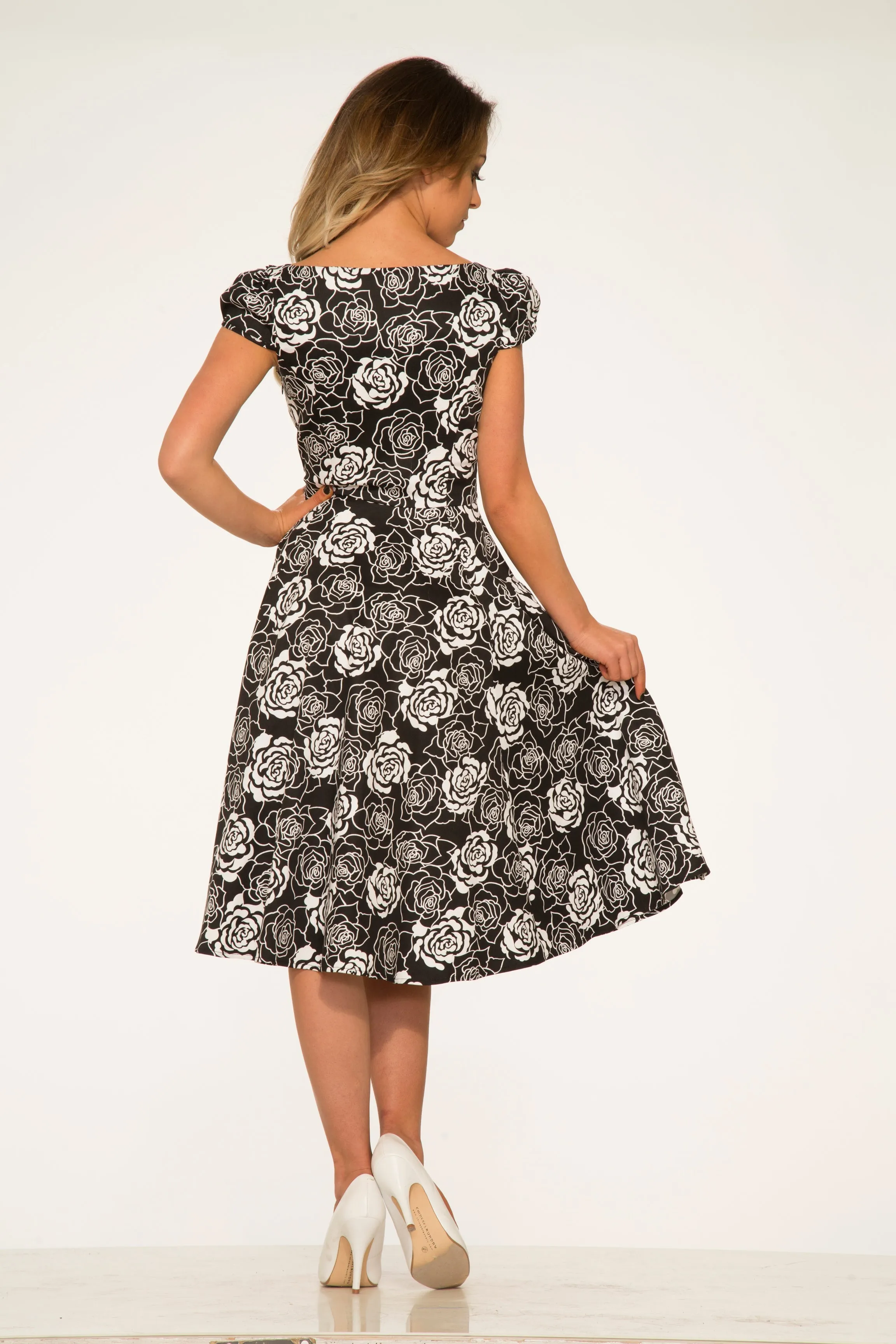 Black & White Rose Swing Dress sold by Modcloth product image thumbnail 2