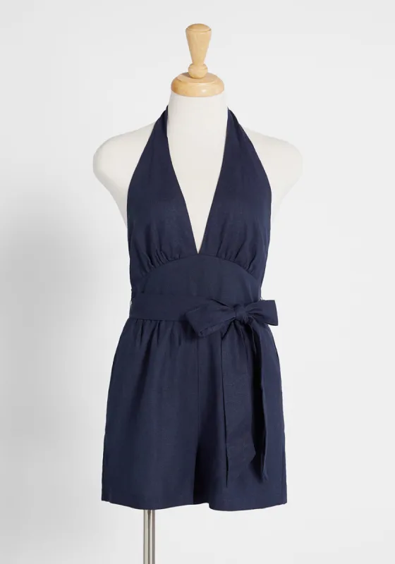 The Places You'll Bow Halter Neck Romper made by Modcloth