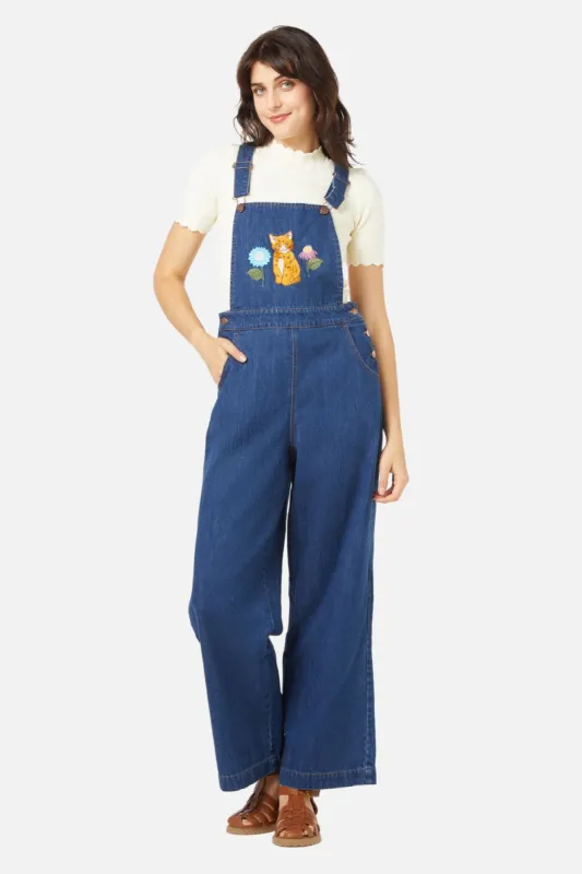 Cat Embroidered Overall sold by Modcloth