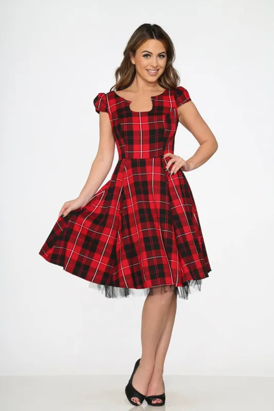 Red Plaid Swing Dress sold by Modcloth