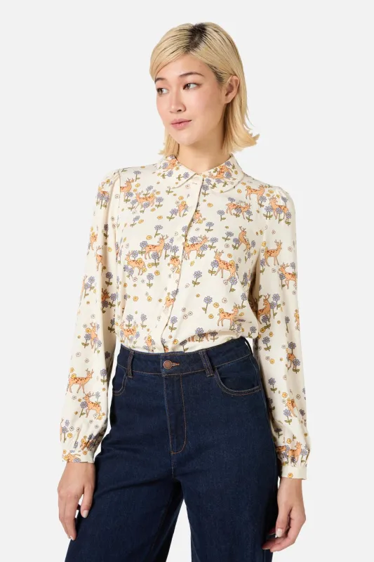 Meadow Deer Long Sleeve Blouse sold by Modcloth