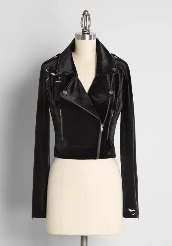 ModCloth x Collectif My Nocturnal Soul Velvet Moto Jacket sold by Modcloth