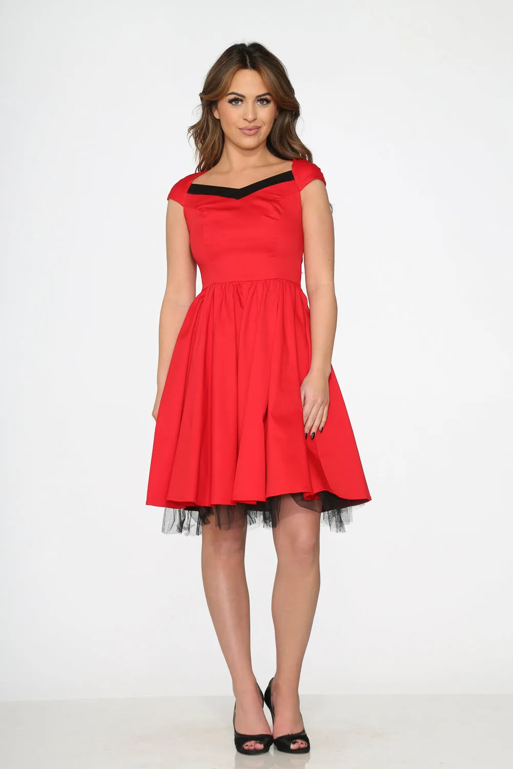 Red & Black Trim Swing Dress sold by Modcloth product image thumbnail 2