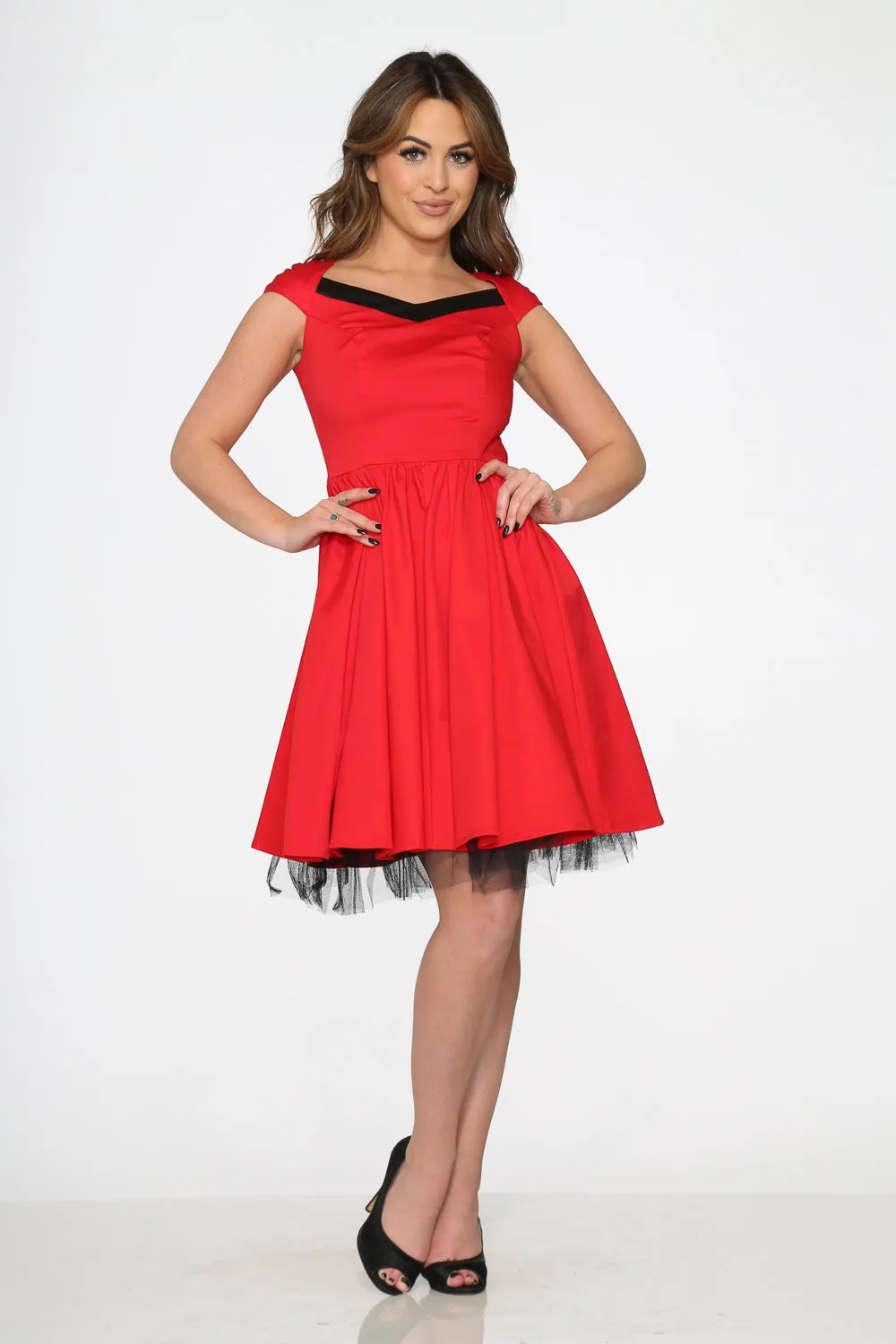 Red & Black Trim Swing Dress sold by Modcloth product image thumbnail 5