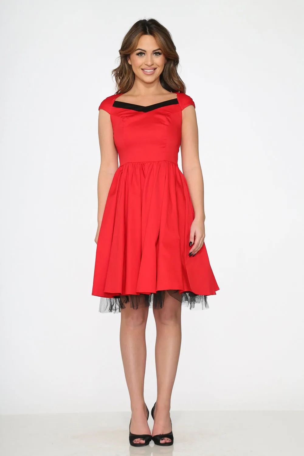 Red & Black Trim Swing Dress sold by Modcloth product image thumbnail 3