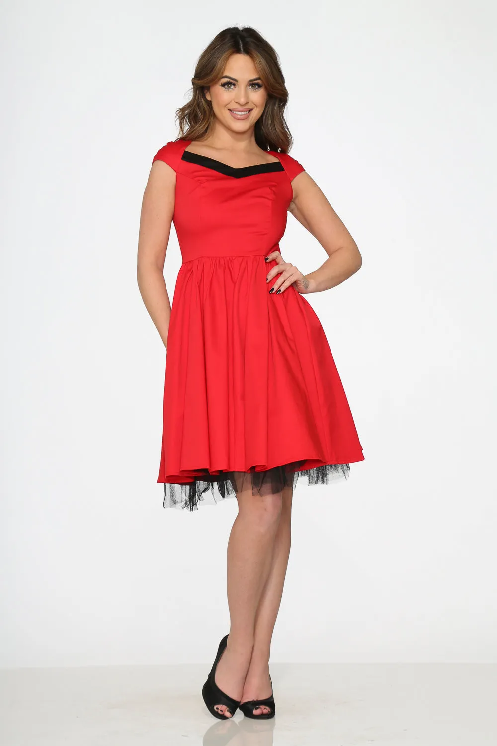 Red & Black Trim Swing Dress sold by Modcloth product image thumbnail 4