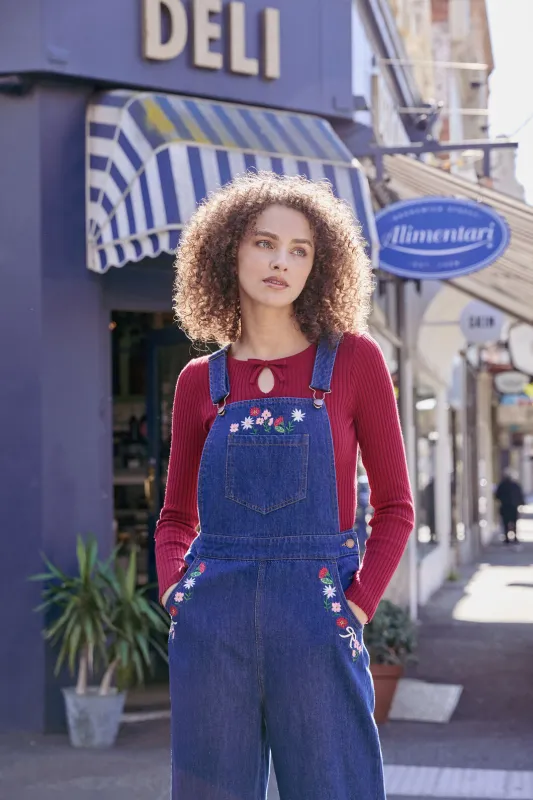 Flower Bow Embroidered Overall sold by Modcloth