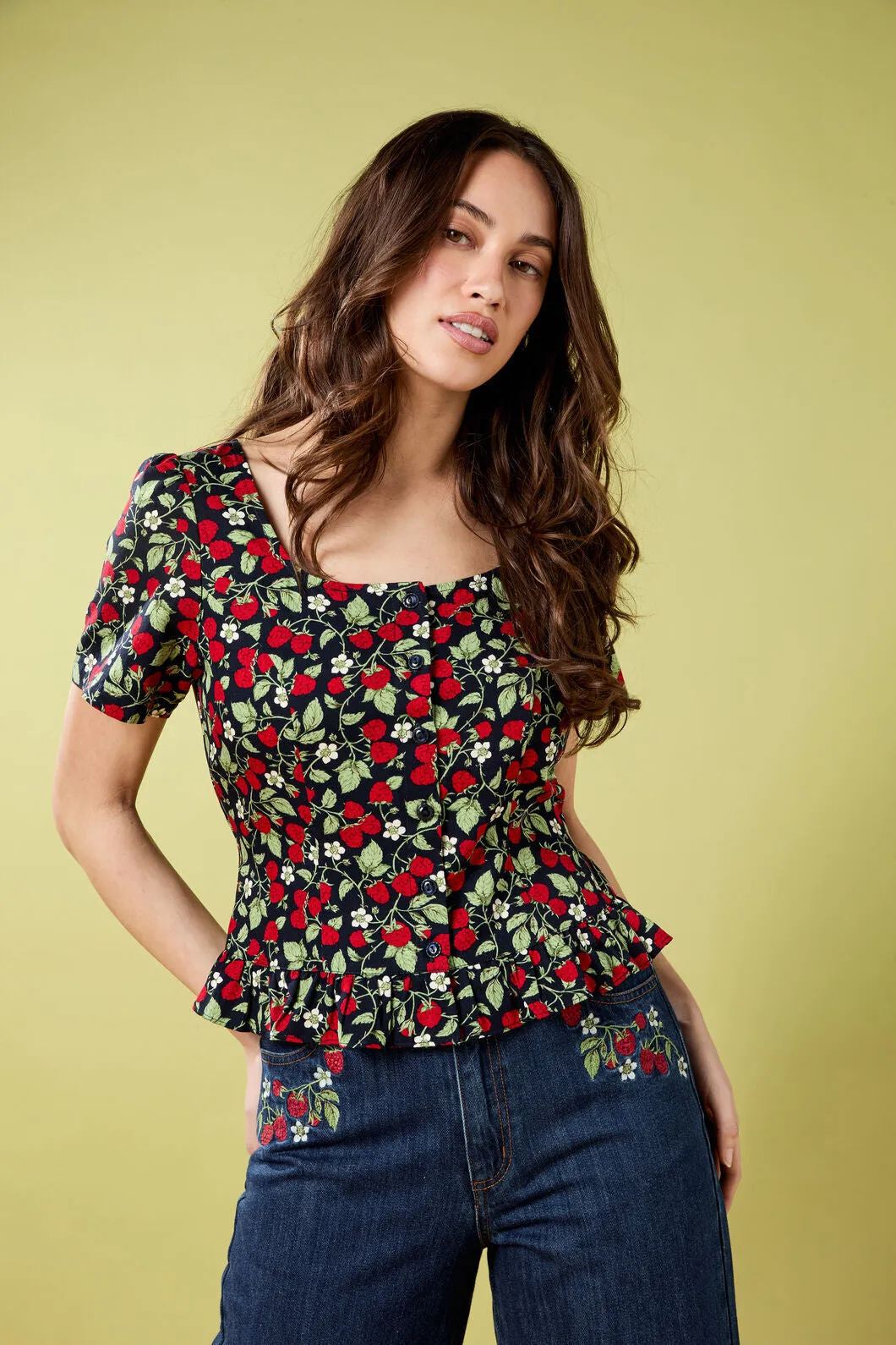 Raspberry Short Sleeve Top sold by Modcloth