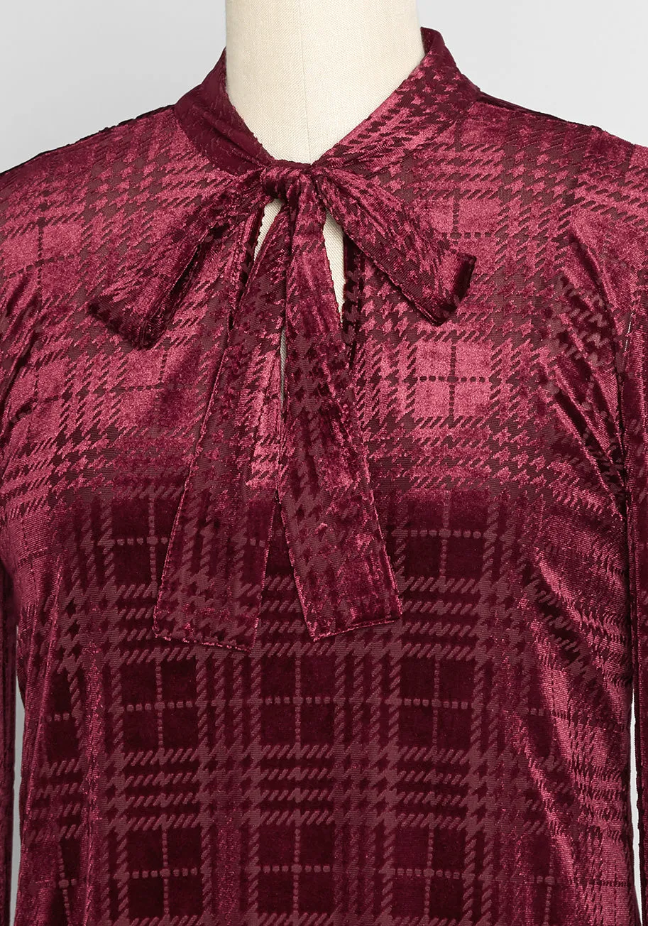 Noble and Noteworthy Velvet Tie-Neck Blouse sold by Modcloth product image thumbnail 3