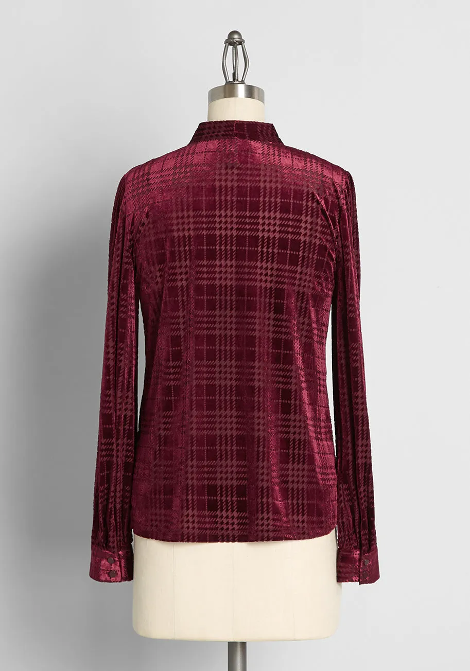 Noble and Noteworthy Velvet Tie-Neck Blouse sold by Modcloth product image thumbnail 2