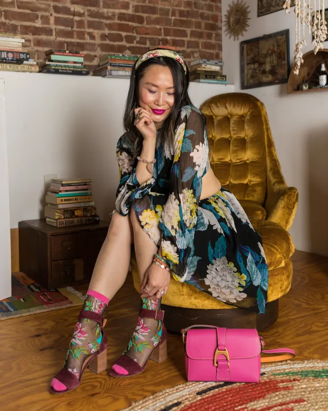 English Rose Black Sheer Ankle Sock sold by Modcloth