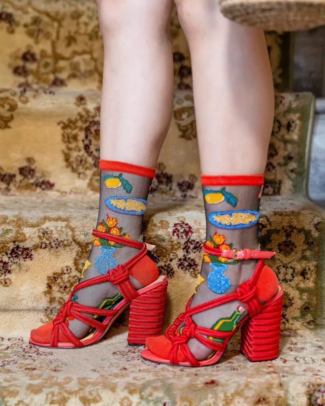 La Dolce Vita Black Sheer Crew Sock sold by Modcloth