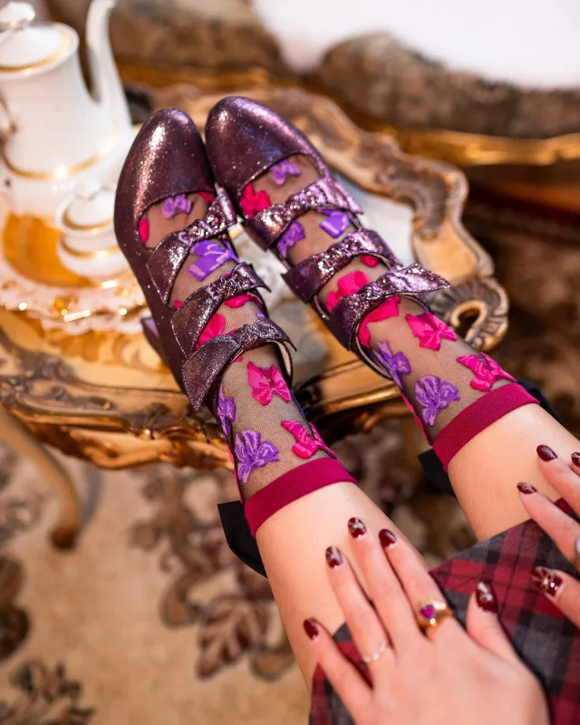 Big Bow Energy Black Sheer Crew Sock sold by Modcloth