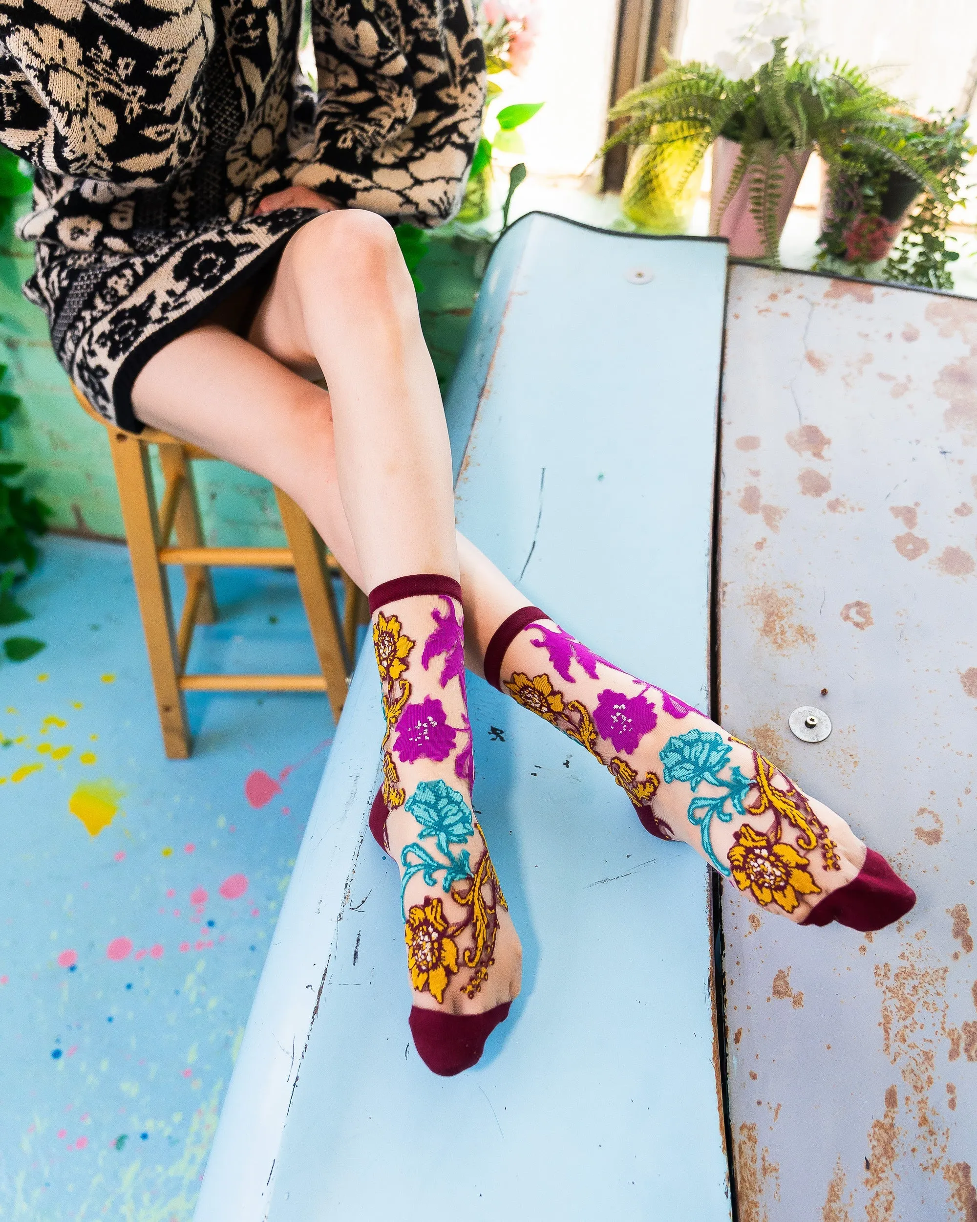 Gem Garden Sheer Crew Sock sold by Modcloth product image thumbnail 4
