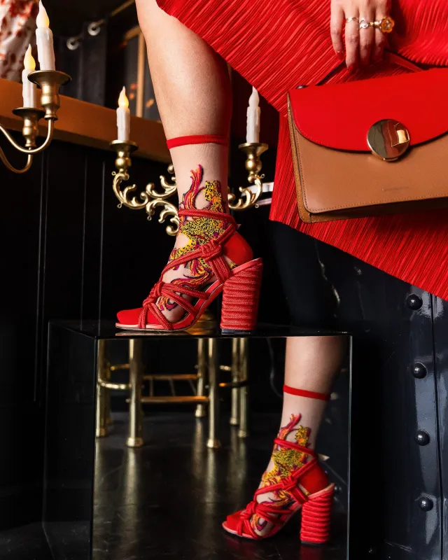 Flaming Cheetah Sheer Crew Sock sold by Modcloth