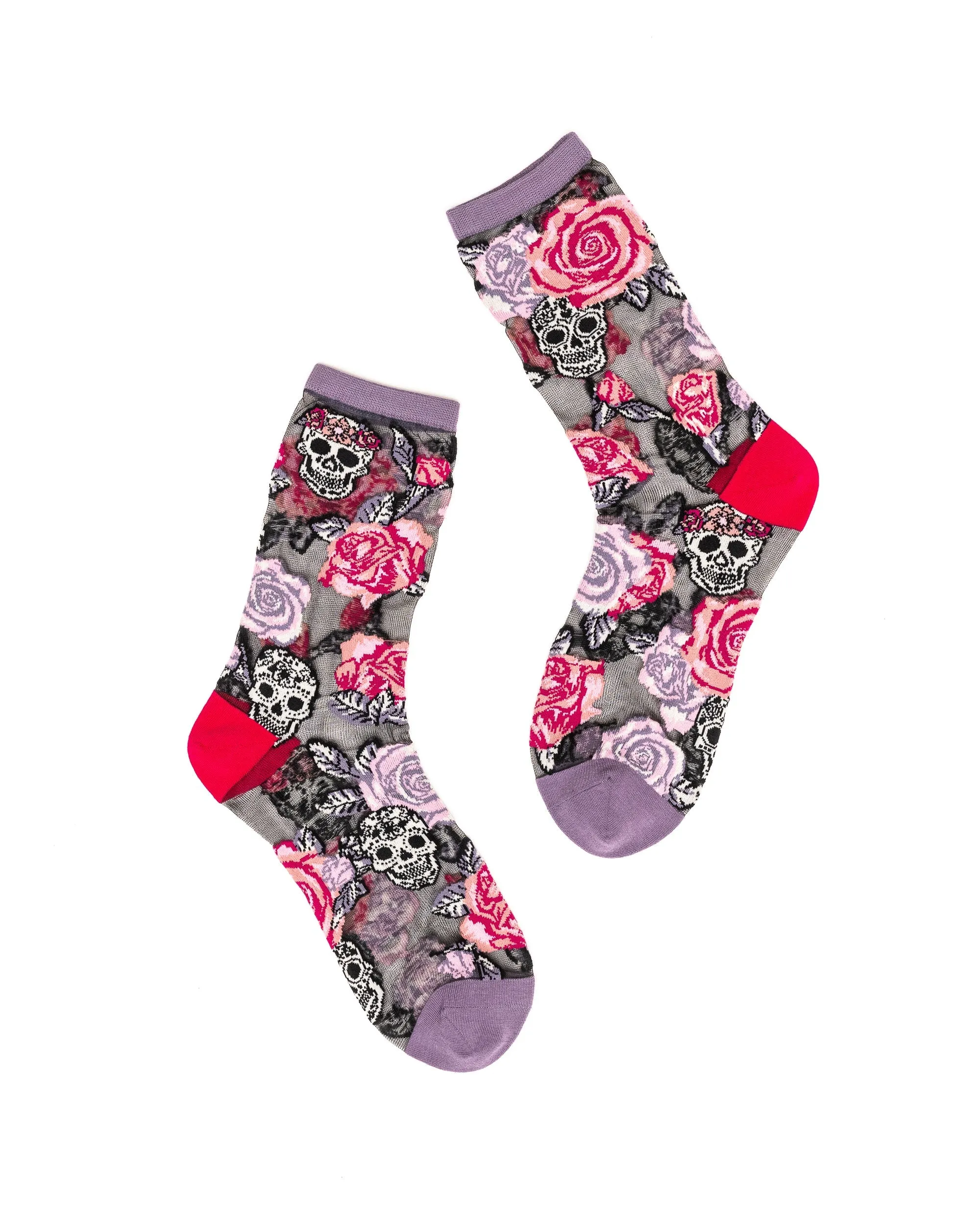 Skulls & Roses Black Sheer Crew Sock sold by Modcloth product image thumbnail 2