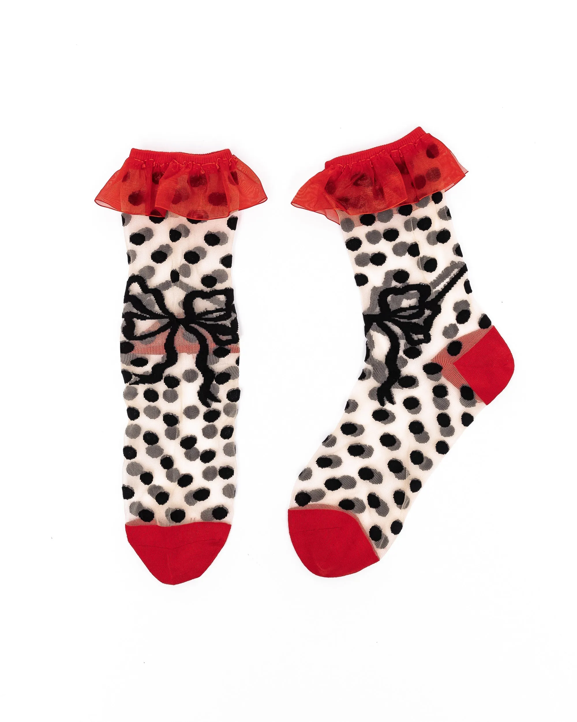 Polka Dot Bow Ruffle Sheer Crew Sock sold by Modcloth product image thumbnail 2