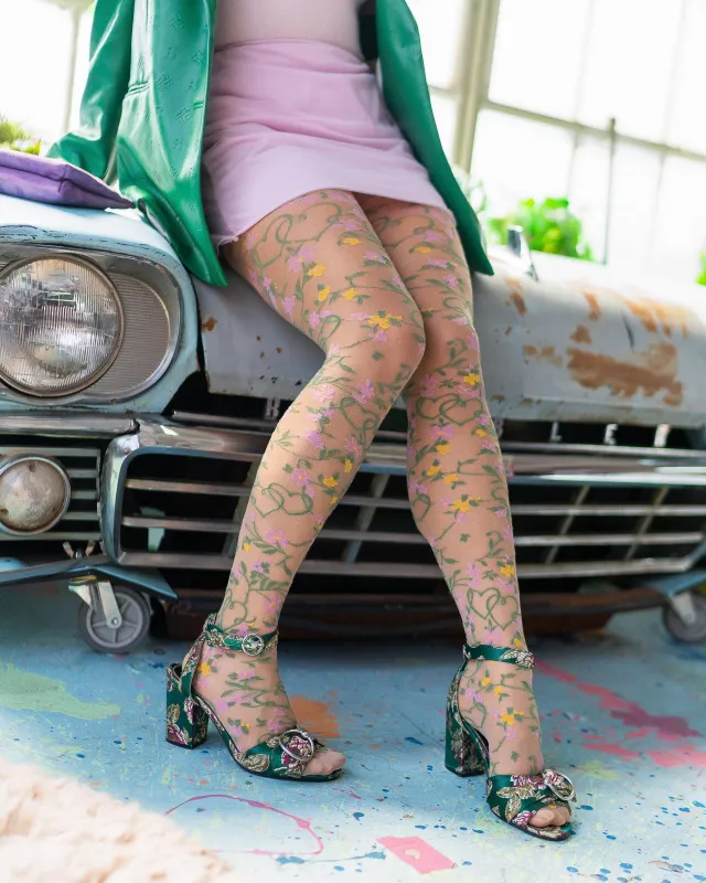 Heart Floral Sheer Thigh High Stockings sold by Modcloth