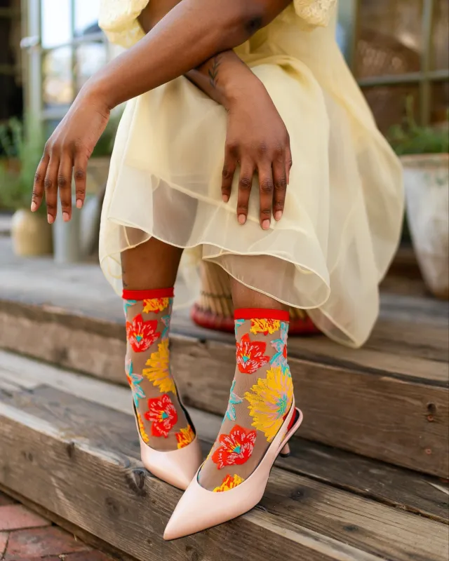 Flower Power Sheer Crew Sock sold by Modcloth