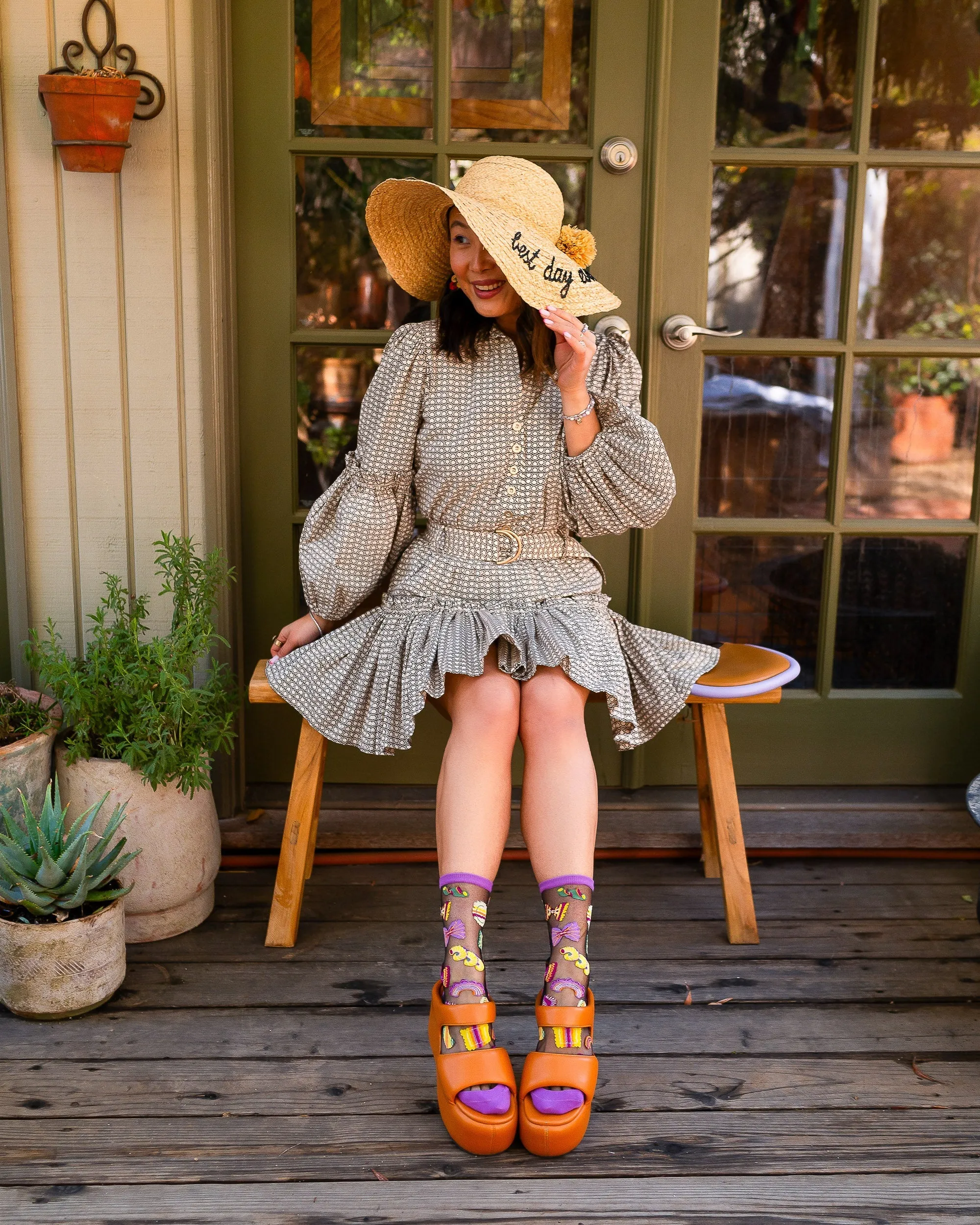 Pasta Lover Black Sheer Crew Sock sold by Modcloth product image thumbnail 4