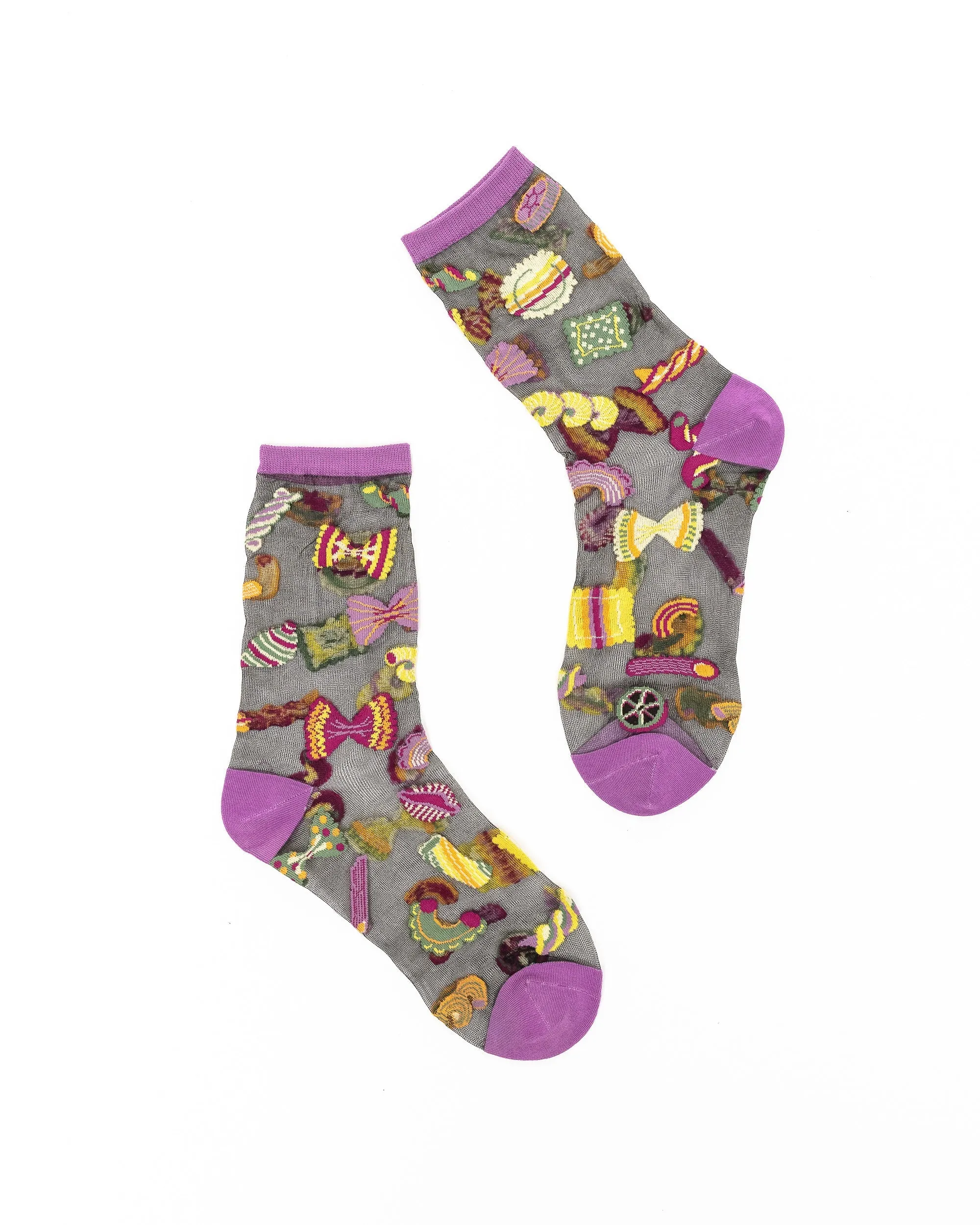 Pasta Lover Black Sheer Crew Sock sold by Modcloth product image thumbnail 2