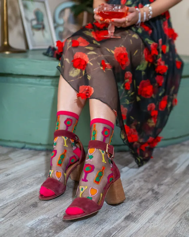 Cocktail Hour Black Sheer Crew Sock sold by Modcloth
