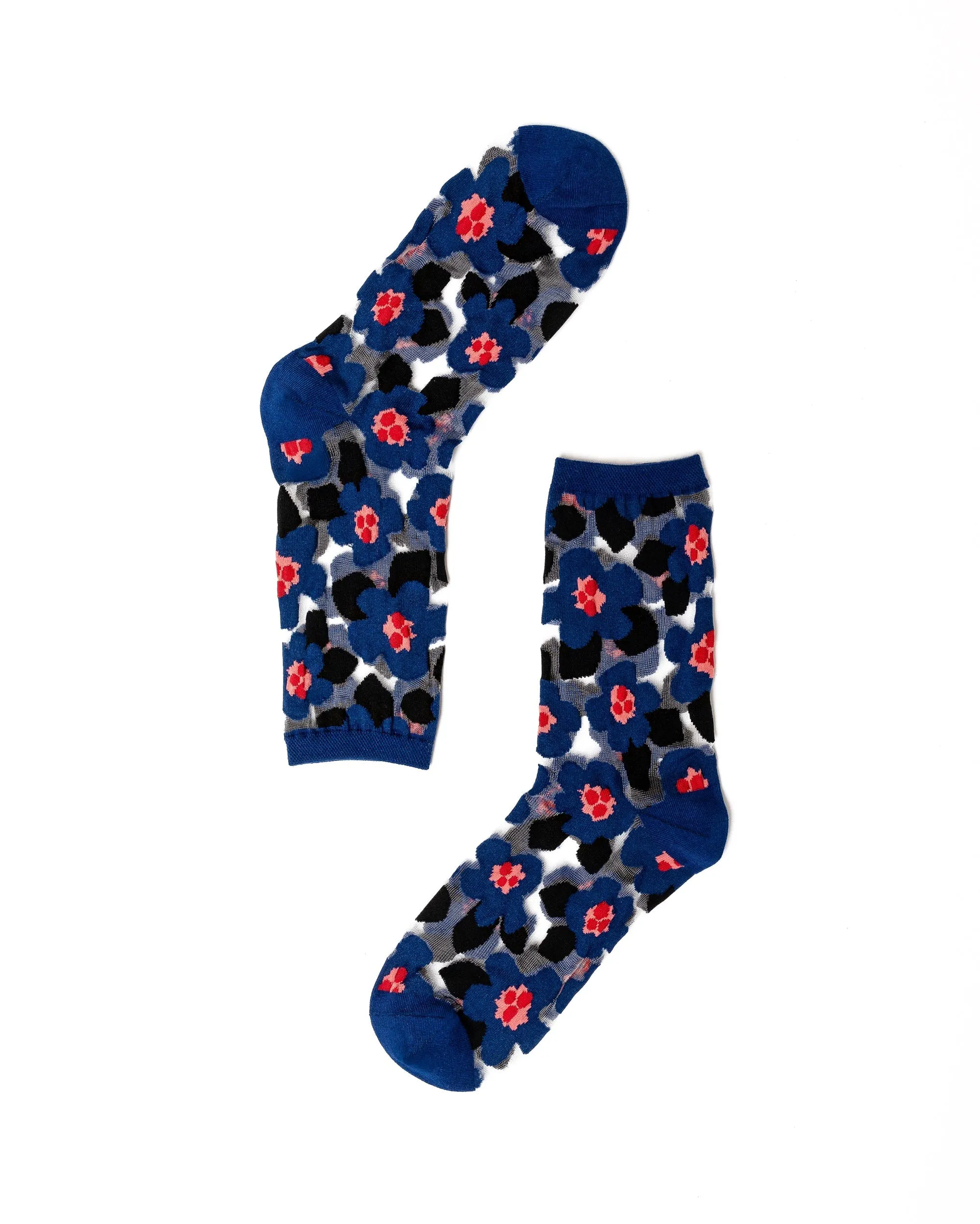 Bold Blue Floral Sheer Crew Sock sold by Modcloth product image thumbnail 2