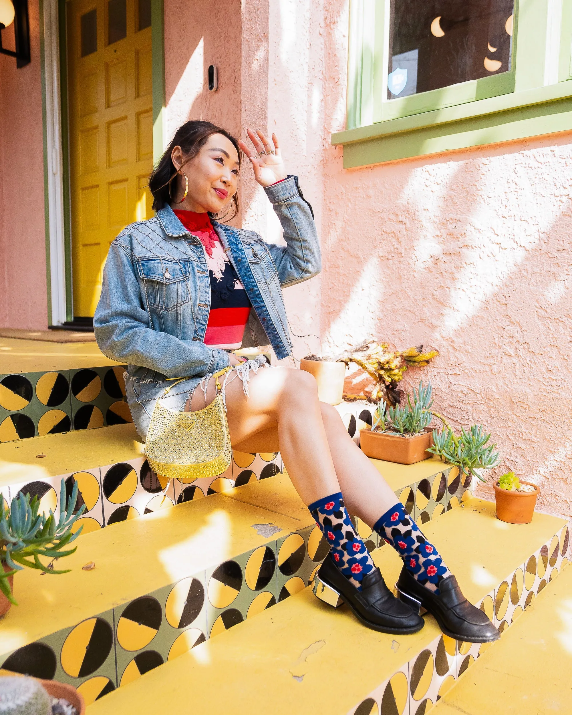Bold Blue Floral Sheer Crew Sock sold by Modcloth product image thumbnail 5