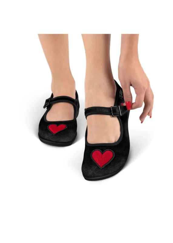 Chocolaticas® Velvet Heart Women's Mary Jane Flat sold by Modcloth