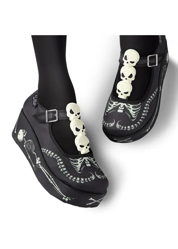 Chocolaticas® Skeletons Under Your Bed Women's Mary Jane Platform sold by Modcloth