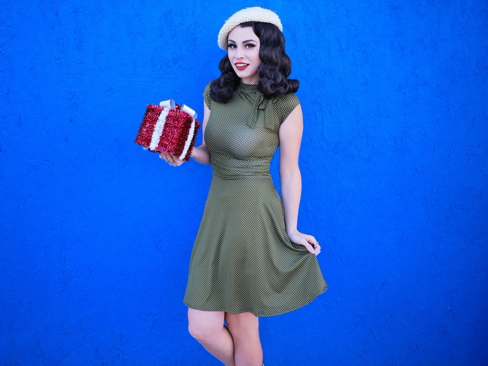Olive Dot Bombshell Dress sold by Modcloth product image thumbnail 4
