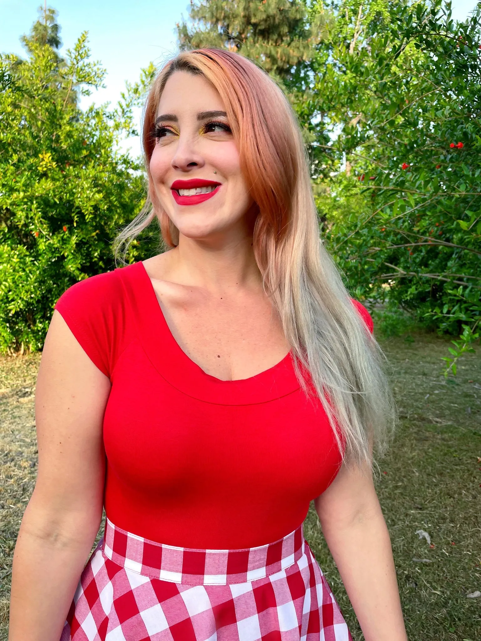 Retro Boat Neck Top in Red sold by Modcloth