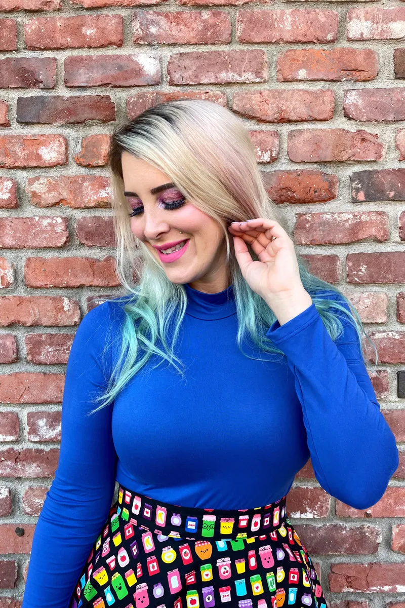 Blue Mock Neck Top sold by Modcloth