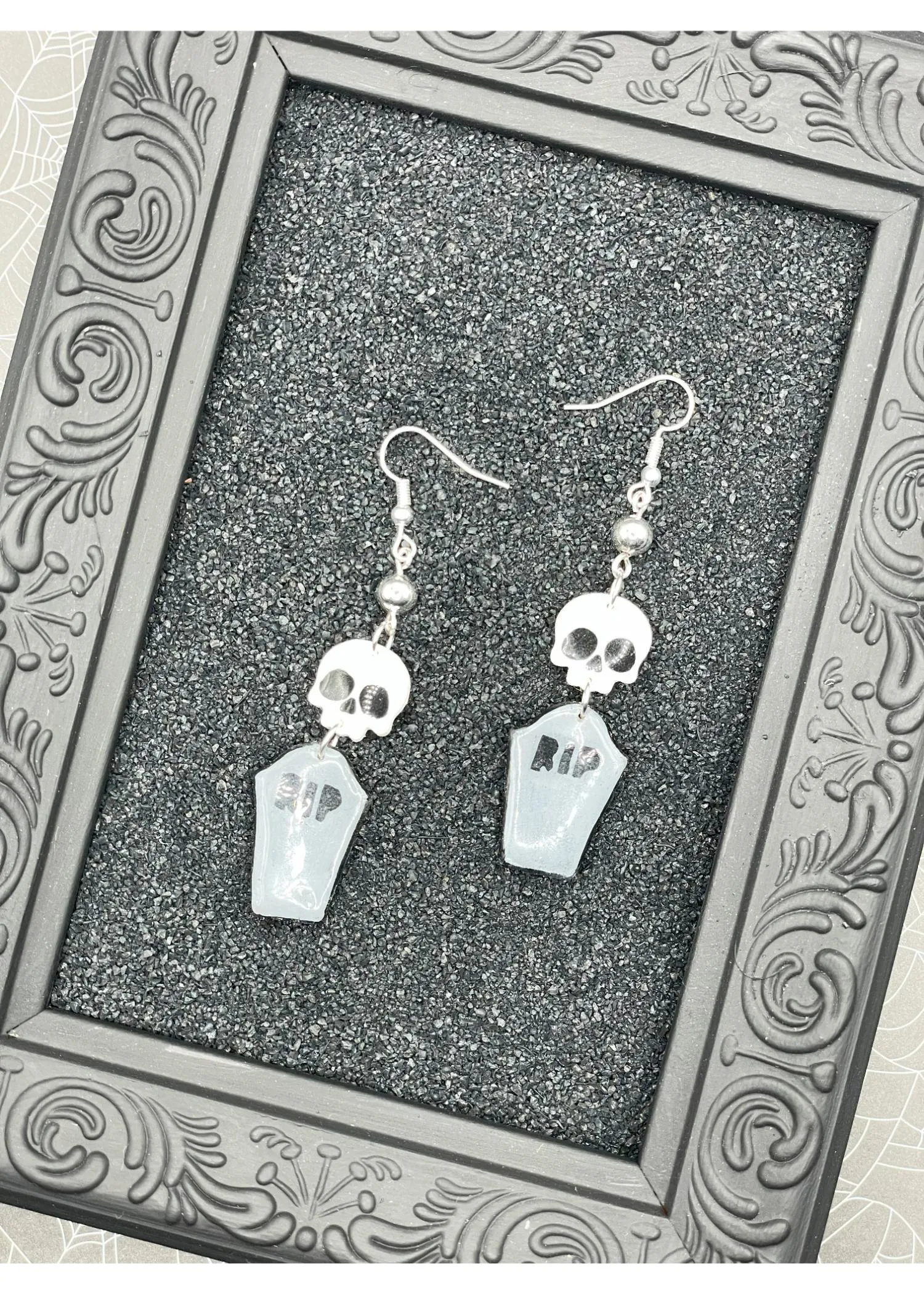 Salem RIP Coffin Skull Dangle Earrings sold by Modcloth product image thumbnail 3