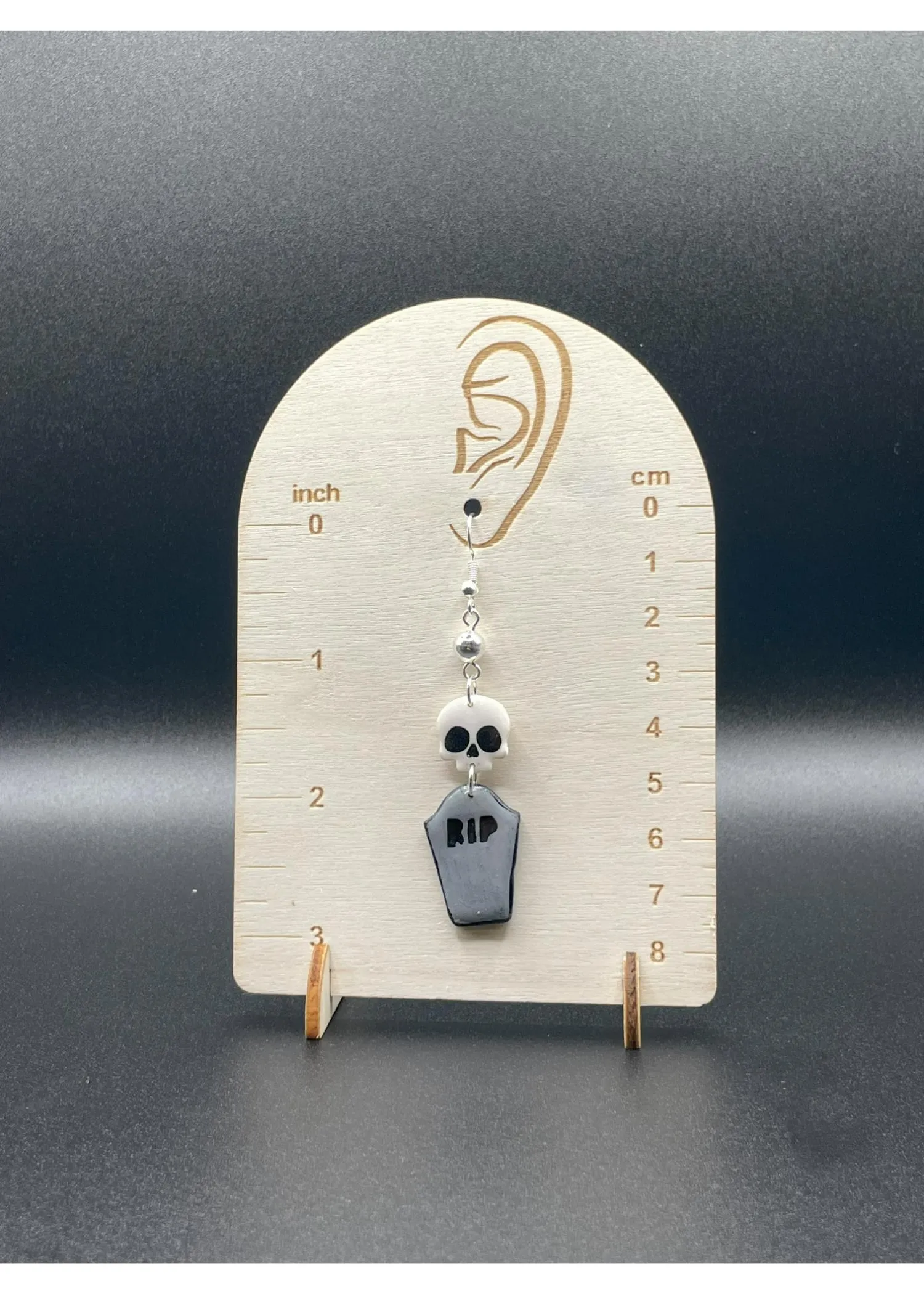 Salem RIP Coffin Skull Dangle Earrings sold by Modcloth product image thumbnail 2
