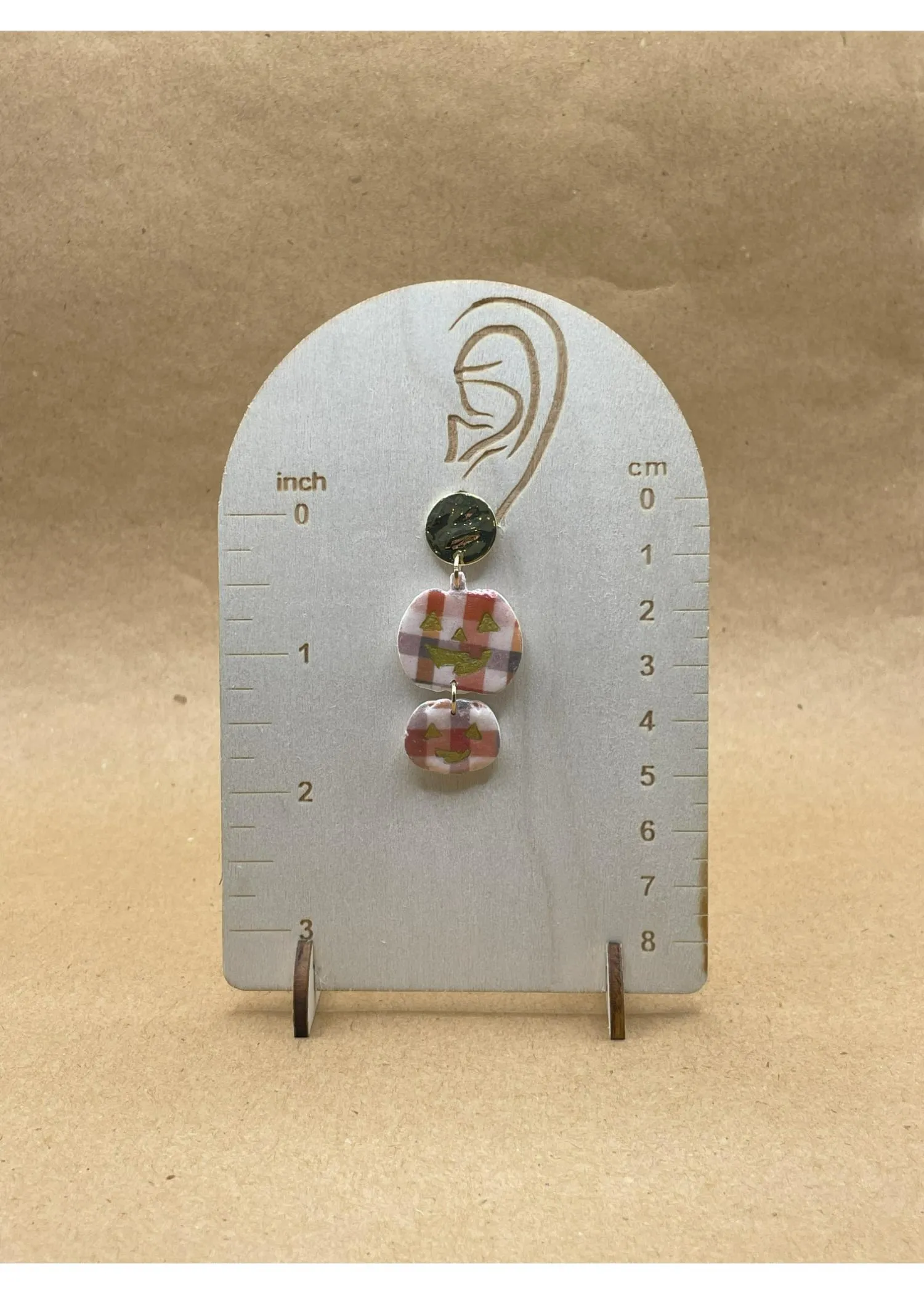 Salem Plaid Double Pumpkin Earrings sold by Modcloth product image thumbnail 2