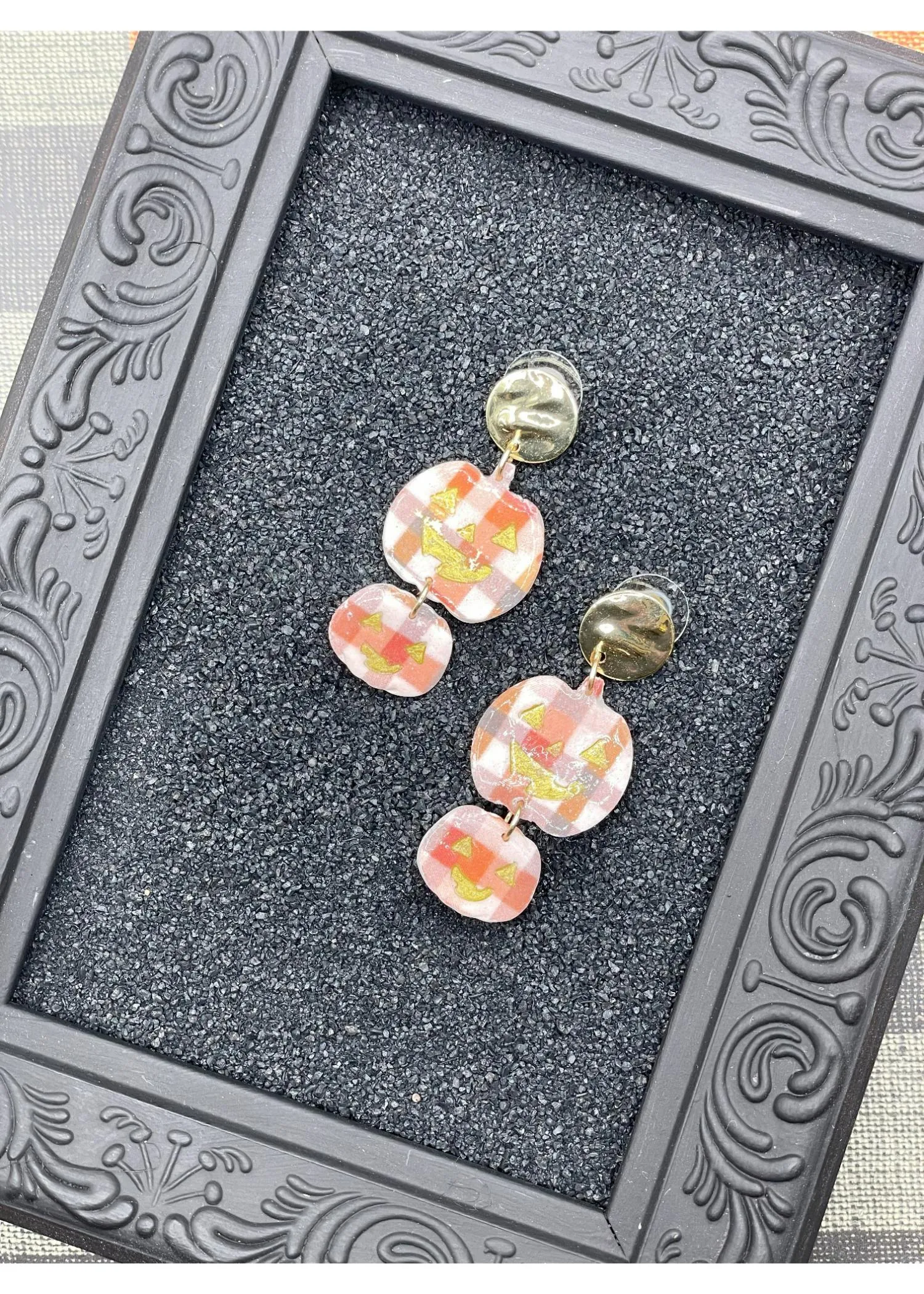 Salem Plaid Double Pumpkin Earrings sold by Modcloth product image thumbnail 3