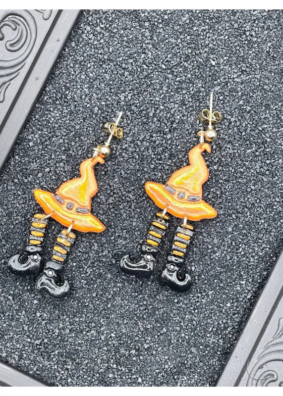 Salem Witch Hat Stockings Earrings sold by Modcloth