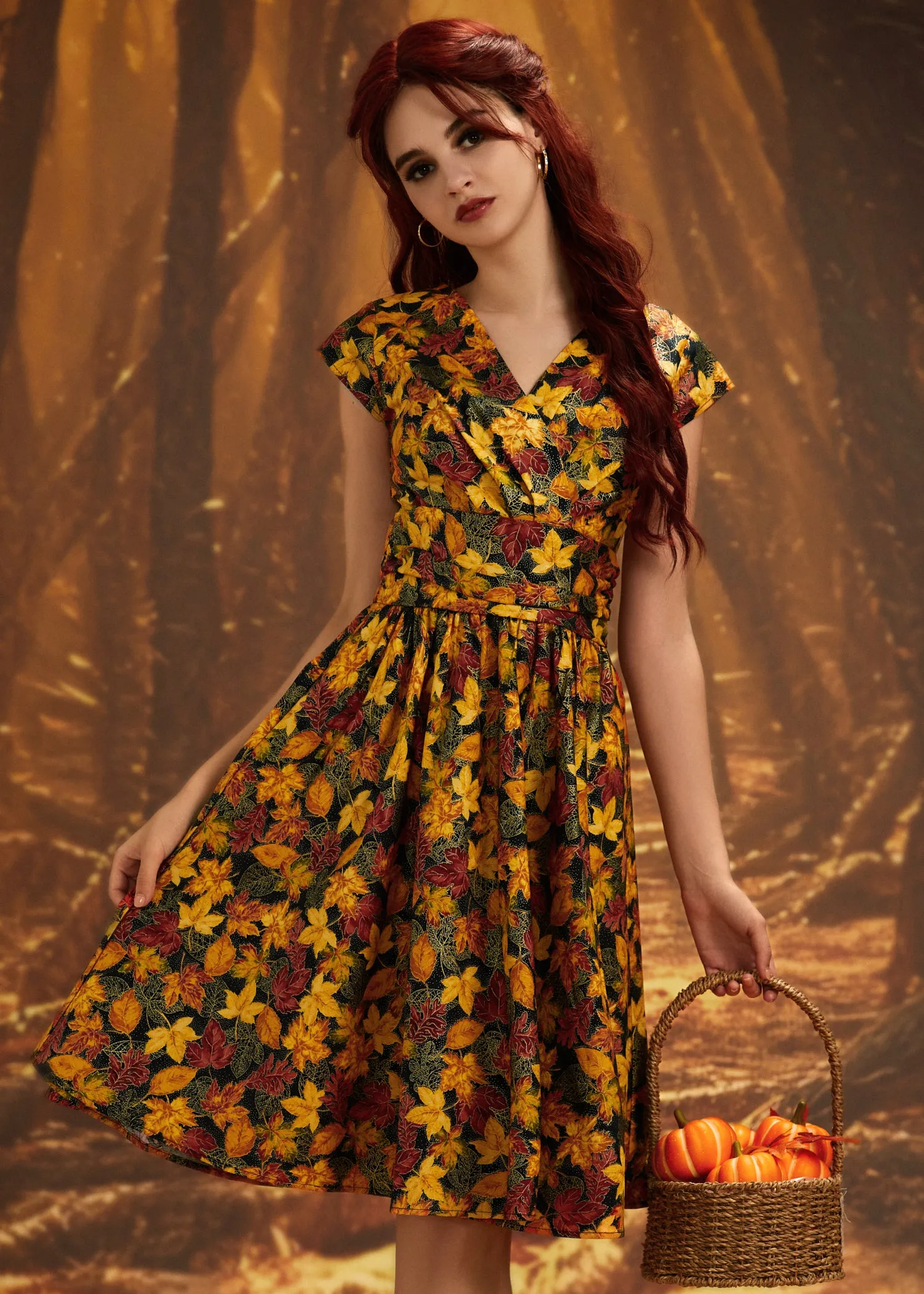 Greta Surplice Dress in Leaves sold by Modcloth product image thumbnail 5