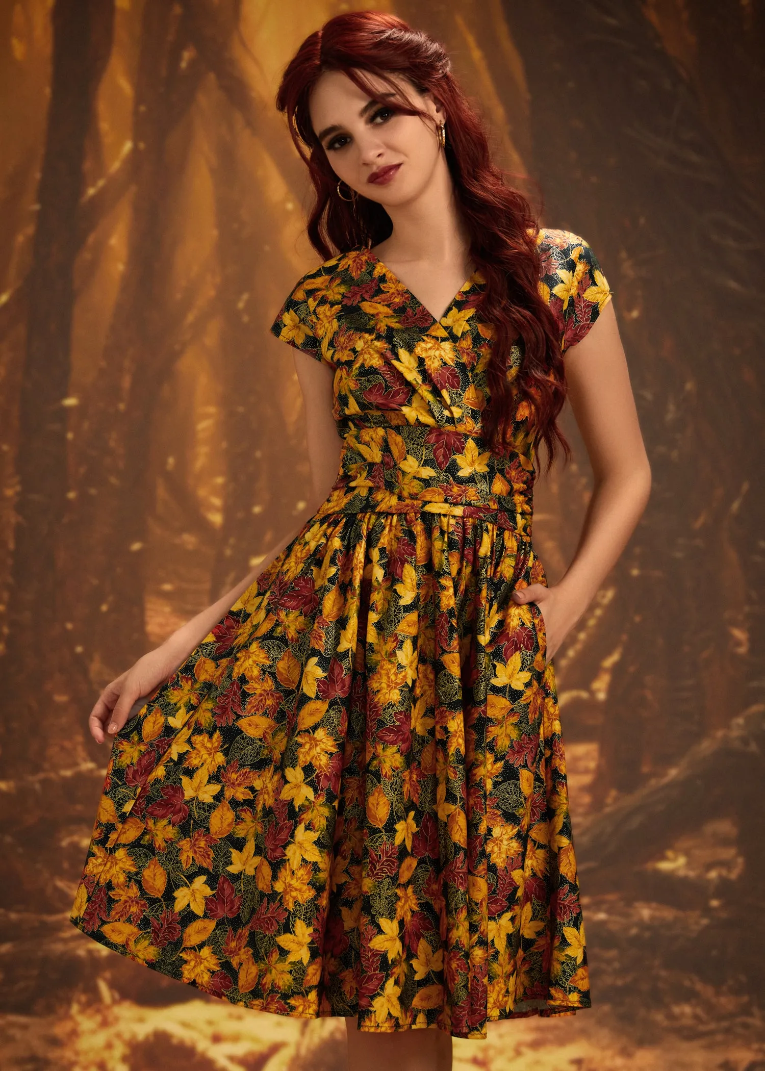 Greta Surplice Dress in Leaves sold by Modcloth product image thumbnail 2