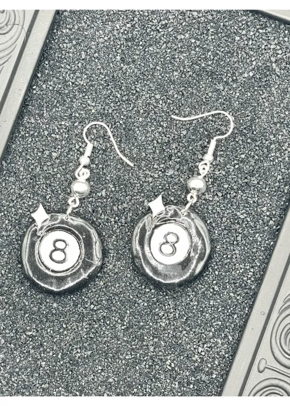 Tattoo Love 8 Ball Dangle Earrings sold by Modcloth