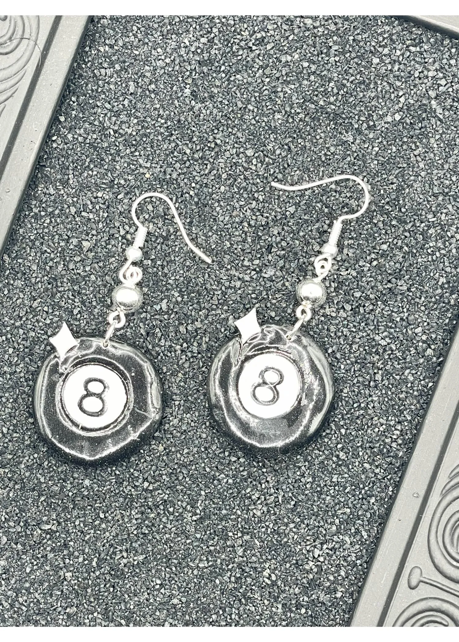 Tattoo Love 8 Ball Dangle Earrings sold by Modcloth