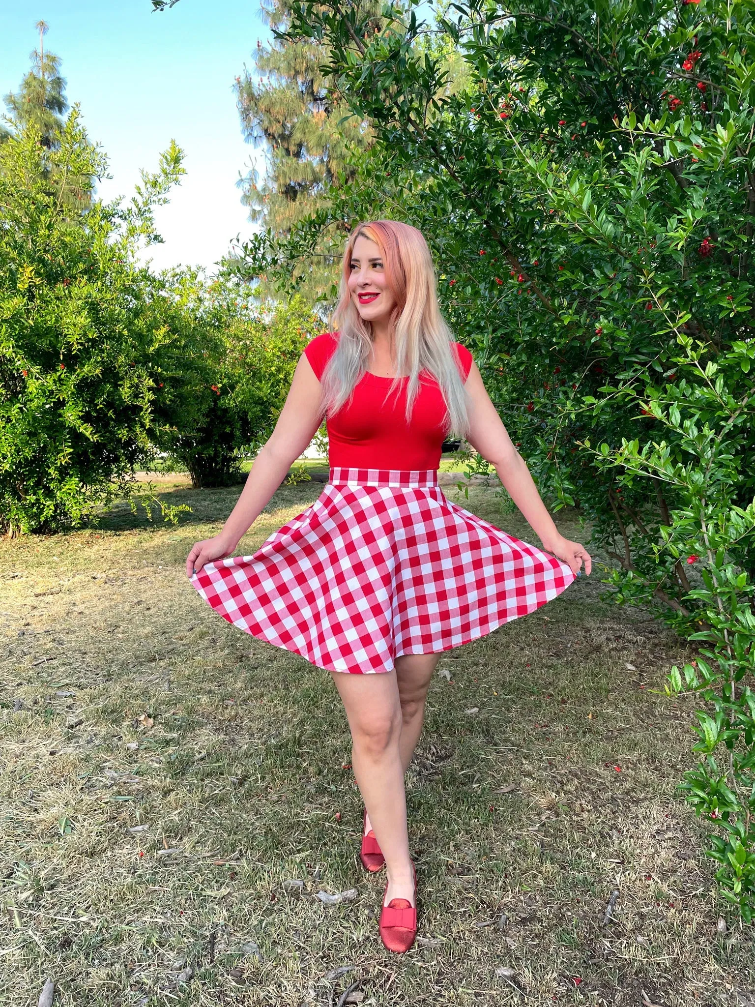 Red Gingham Skater Skirt sold by Modcloth product image thumbnail 3