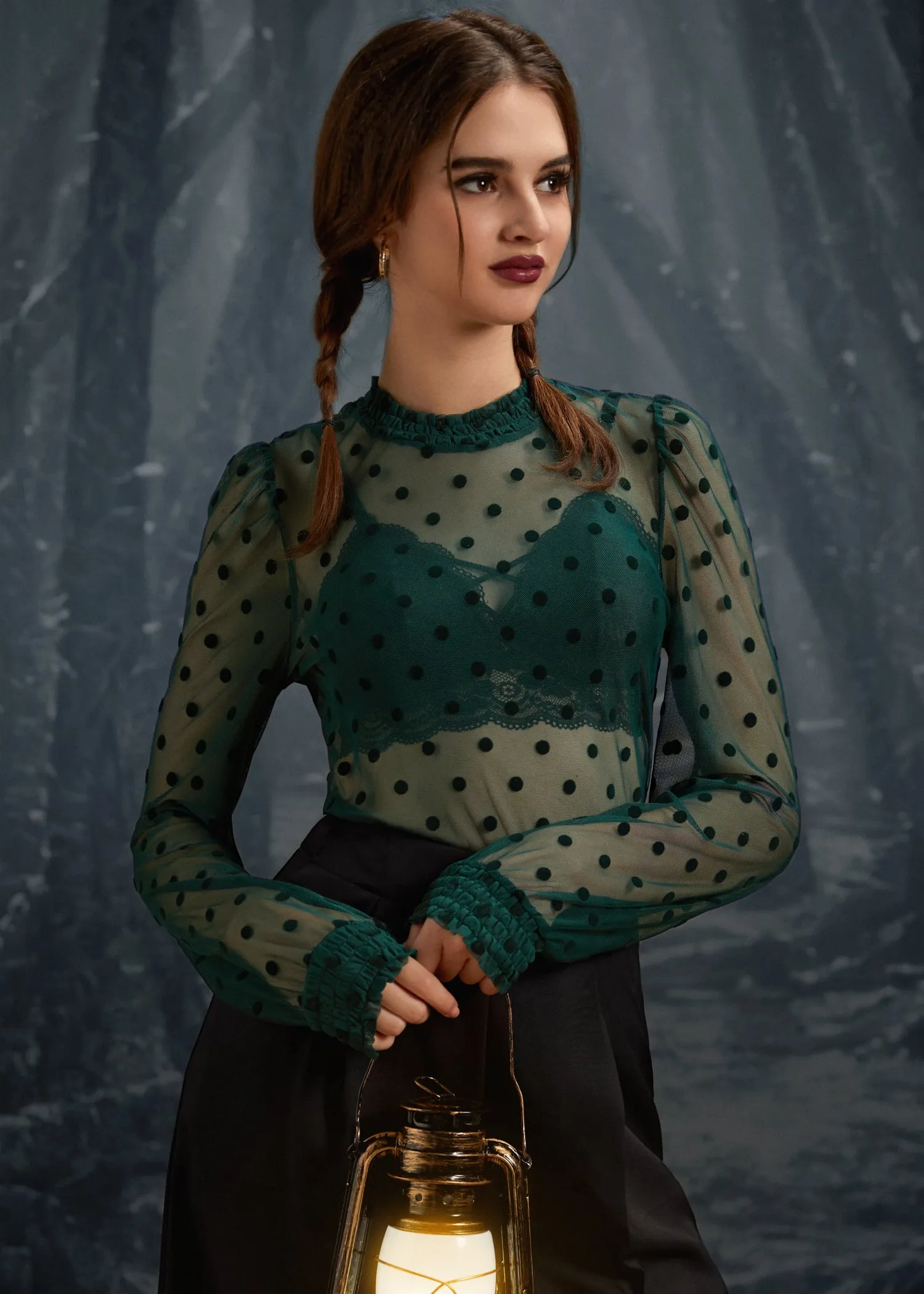 ModCloth Roxanne Smocked Mockneck Blouse sold by Modcloth