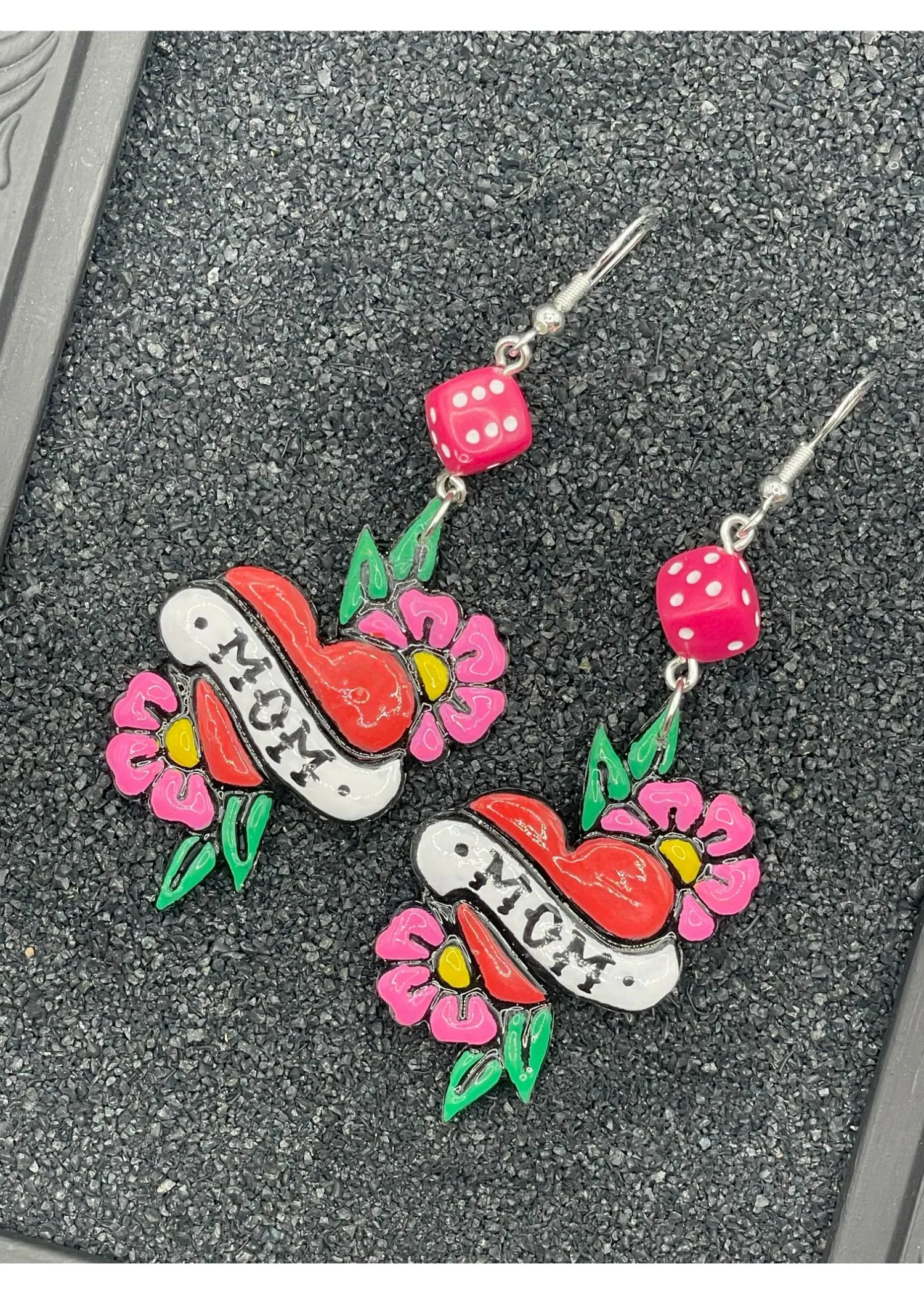 Tattoo Love Mom Heart Earrings sold by Modcloth