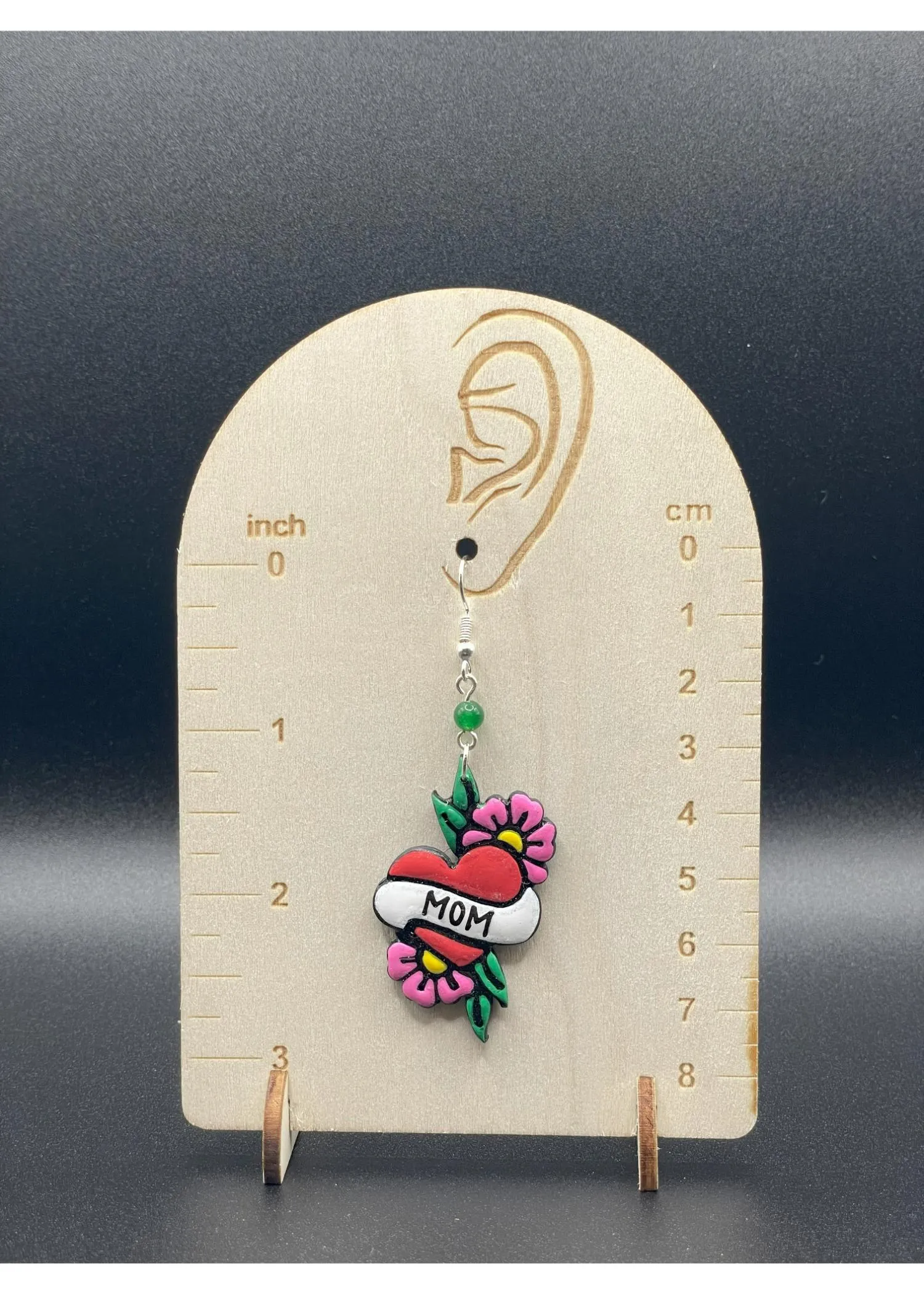 Tattoo Love Mom Heart Earrings sold by Modcloth product image thumbnail 2