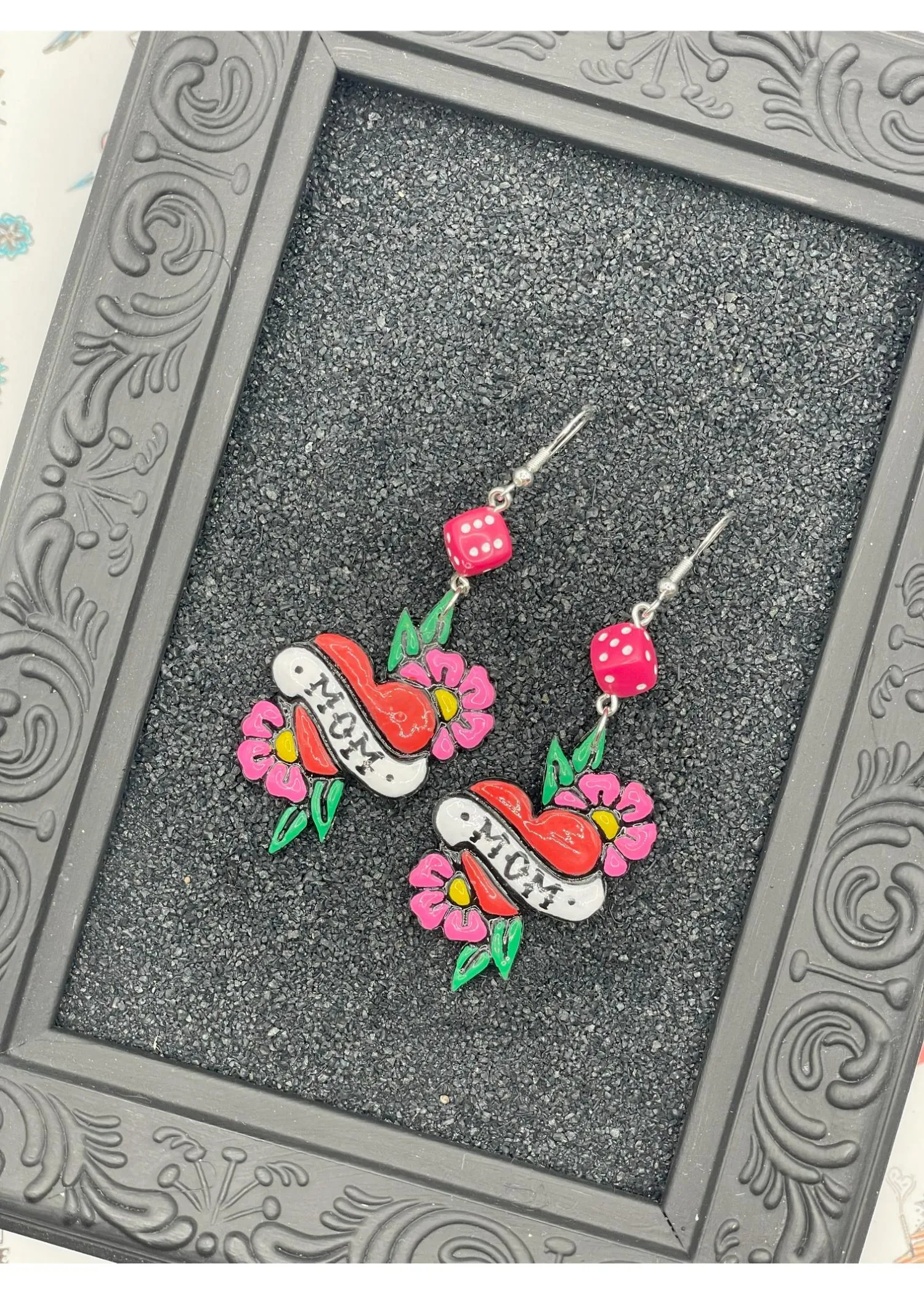 Tattoo Love Mom Heart Earrings sold by Modcloth product image thumbnail 3