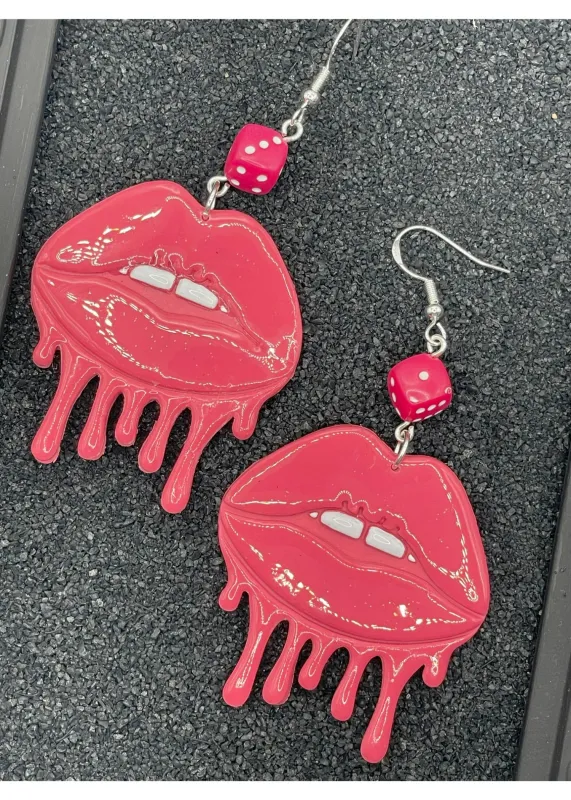 Tattoo Love Drippy Lips Earrings sold by Modcloth
