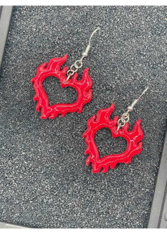 Tattoo Love Flaming Heart Earrings sold by Modcloth